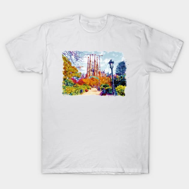 La Sagrada Familia - Park View T-Shirt by Marian Voicu